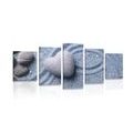 5-PIECE CANVAS PRINT HEART OF STONE ON A SANDY BACKGROUND - STILL LIFE PICTURES - PICTURES