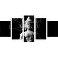 IMPRESSION SUR TOILE EN 5 PARTIES STATUE DE BOUDDHA EN NOIR ET BLANC - IMPRESSIONS SUR TOILE NOIR ET BLANC - IMPRESSION SUR TOILE