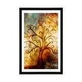 POSTER MIT PASSEPARTOUT BAUM DES LEBENS MIT ABSTRAKTION DES UNIVERSUMS - FENG SHUI - POSTER