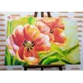 IMPRESSION SUR TOILE TULIPES ROUGES DANS UN DESIGN VINTAGE - IMPRESSIONS SUR TOILE FLEURS - IMPRESSION SUR TOILE