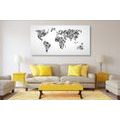 DECORATIVE PINBOARD WORLD MAP CONSISTING OF PEOPLE IN BLACK AND WHITE - PICTURES ON CORK - PICTURES