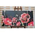 CANVAS PRINT RED POPPIES ON A BLACK BACKGROUND - PICTURES FLOWERS - PICTURES