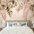 PAPIER PEINT AUTOCOLLANT – FEUILLES ROSES ET BEIGES DÉLICATES - PAPIER PEINT FEUILLES - PAPIERS PEINTS PANORAMIQUES
