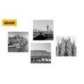 CANVAS PRINT SET HISTORIC CITIES IN BLACK AND WHITE - SET OF PICTURES - PICTURES