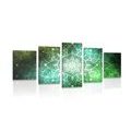 5 PART PICTURE MANDALA WITH GALACTIC BACKGROUND IN SHADES OF GREEN - PICTURES FENG SHUI{% if kategorie.adresa_nazvy[0] != zbozi.kategorie.nazev %} - PICTURES{% endif %}