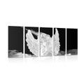 5-PIECE CANVAS PRINT BLACK AND WHITE CARING ANGEL IN THE SLY - BLACK AND WHITE PICTURES - PICTURES