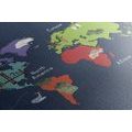DECORATIVE PINBOARD WORLD MAP WITH LANDMARKS - PICTURES ON CORK - PICTURES