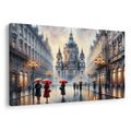 OBRAZ DEŠTIVÁ ULICE S KATEDRÁLOU - OBRAZY MĚSTA - OBRAZY