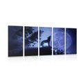 5-TEILIGES WANDBILD WOLF BEIM VOLLMOND - BILDER TIERE - BILDER