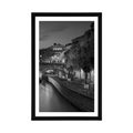 POSTER WITH MOUNT EMBANKMENT OF PARIS IN BLACK AND WHITE - BLACK AND WHITE - POSTERS