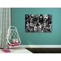 CANVAS PRINT ARTISTIC SKULL IN BLACK AND WHITE - BLACK AND WHITE PICTURES - PICTURES