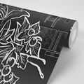 WALLPAPER BLACK AND WHITE FLORAL ILLUSTRATION - BLACK AND WHITE WALLPAPERS - WALLPAPERS