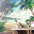 WALL MURAL SUNSET ON THE ISLAND OF SEYCHELLES - WALLPAPERS NATURE - WALLPAPERS