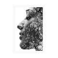 POSTER WOMAN WITH ABSTRACT ELEMENTS - BLACK AND WHITE - POSTERS