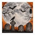 WANDBILD RABE UND FLEDERMÄUSE ÜBER GRÄBERN - HALLOWEEN- UND HORROR-BILDER - BILDER