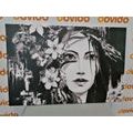 CANVAS PRINT ORIGINAL PAINTING OF A WOMAN IN BLACK AND WHITE - BLACK AND WHITE PICTURES - PICTURES