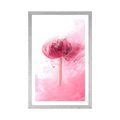 POSTER MIT PASSEPARTOUT ROSA BLUME IM INTERESSANTEN DESIGN - BLUMEN - POSTER