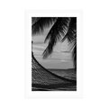 POSTER WITH MOUNT HAMMOCK ON THE BEACH IN BLACK AND WHITE - BLACK AND WHITE - POSTERS