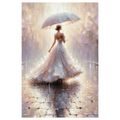 WANDBILD FRAU MIT REGENSCHIRM IM REGEN - WANDBILDER FRAUEN - BILDER