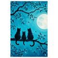 WANDBILD DREI KATZEN AUF EINEM AST - HALLOWEEN- UND HORROR-BILDER - BILDER