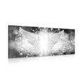 CANVAS PRINT BLACK AND WHITE WINGS WITH ABSTRACT ELEMENTS - BLACK AND WHITE PICTURES - PICTURES