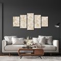 5-TEILIGES WANDBILD GOLDENE ORIENTALISCHE LANDSCHAFT - BILDER MIT FENG SHUI-MOTIVEN - BILDER