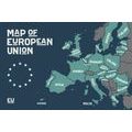 DECORATIVE PINBOARD EDUCATIONAL MAP WITH THE NAMES OF THE COUNTRIES OF THE EUROPEAN UNION - PICTURES ON CORK - PICTURES