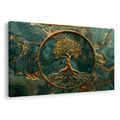 SLIKA ZLATNO STABLO ŽIVOTA NA SMARAGDNOJ POZADINI - SLIKE STABLA ŽIVOTA - SLIKE