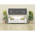 CANVAS PRINT INDIAN MANDALA WITH FLORAL PATTERN IN BLACK AND WHITE - BLACK AND WHITE PICTURES - PICTURES