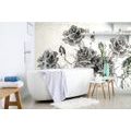 SELF ADHESIVE WALLPAPER BLACK AND WHITE VINTAGE BOUQUET OF ROSES - SELF-ADHESIVE WALLPAPERS - WALLPAPERS