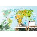 SELF ADHESIVE WALLPAPER CHILDREN'S MAP OF THE WORLD WITH ANIMALS - SELF-ADHESIVE WALLPAPERS - WALLPAPERS