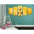 5-TEILIGES WANDBILD GOLDENE BUDDHA-STATUE - BILDER MIT FENG SHUI-MOTIVEN - BILDER