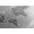 CANVAS PRINT BEAUTIFUL BLACK AND WHITE MAP OF THE WORLD - PICTURES OF MAPS - PICTURES