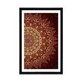 POSTER – MANDALA DORATA SU SFONDO BORDEAUX - FENG SHUI - POSTER