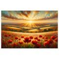 QUADRO SU TELA – TRAMONTO SU CAMPO DI PAPAVERI - STAMPE E QUADRI - 🔥 SVENDITA TOTALE