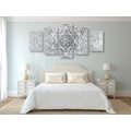 5-PIECE CANVAS PRINT ETHNIC MANDALA IN BLACK AND WHITE - BLACK AND WHITE PICTURES - PICTURES