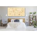 DECORATIVE PINBOARD WORLD MAP WITH BOATS - PICTURES ON CORK - PICTURES