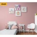 CANVAS PRINT SET FOR CHILDREN IN SOFT COLORS - SET OF PICTURES - PICTURES