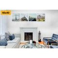 CANVAS PRINT SET CHARMING FRANCE - SET OF PICTURES - PICTURES