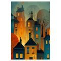 OBRAZ KOUZELNÁ NOC V ULICÍCH - BAREVNÉ DOMY - OBRAZY