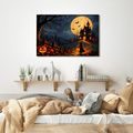 QUADRO SU TELA – CASA STREGATA SOTTO LA LUNA PIENA - QUADRI HALLOWEEN E HORROR - STAMPE E QUADRI