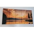 5-PIECE CANVAS PRINT MOUNTAIN LAKE REFLECTION - PICTURES OF NATURE AND LANDSCAPE - PICTURES