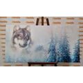 CANVAS PRINT WOLF IN A SNOWY LANDSCAPE - PICTURES OF ANIMALS{% if product.category.pathNames[0] != product.category.name %} - PICTURES{% endif %}