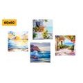 CANVAS PRINT SET TOUCH OF THE SEA IN THE IMITATION OF AN OIL PAINTING - SET OF PICTURES - PICTURES