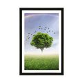 AFFICHE AVEC MONTURE ARBRE SOLITAIRE SUR LE PRÉ - NATURE - AFFICHES