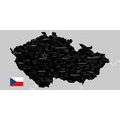 OBRAZ NA KORKU ČERNO-ŠEDÁ MAPA ČESKA S VLAJKOU - OBRAZY NA KORKU - OBRAZY