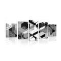 5-PIECE CANVAS PRINT ABSTRACT GEOMETRY IN BLACK AND WHITE - BLACK AND WHITE PICTURES - PICTURES