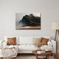 TABLEAU SUR TOILE – MASSIF MONTAGNEUX SOMBRE DANS LA BRUME - TABLEAUX DE MONTAGNE - TABLEAUX