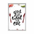 POSTER WITH THE INCRIPTION - YOU ARE WHAT YOU EAT - WITH A KITCHEN MOTIF - POSTERS