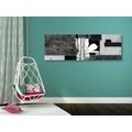CANVAS PRINT FLORAL ABSTRACTION IN BLACK AND WHITE - BLACK AND WHITE PICTURES - PICTURES